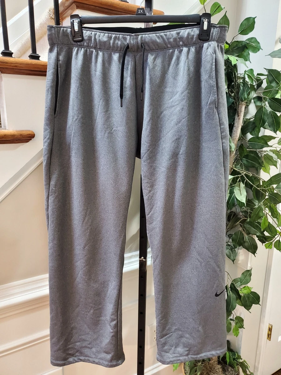 Nike Womens Therma Fleece Training Pants Dri Fit Gray Drawstring Size XL