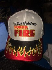 trucker hat baseball capTURTLE WAX LIQUID FIRE FLAMES BRIM  cool lid old school
