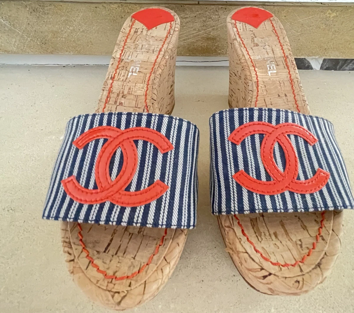 CHANEL Women's Striped Sandals for sale | eBay