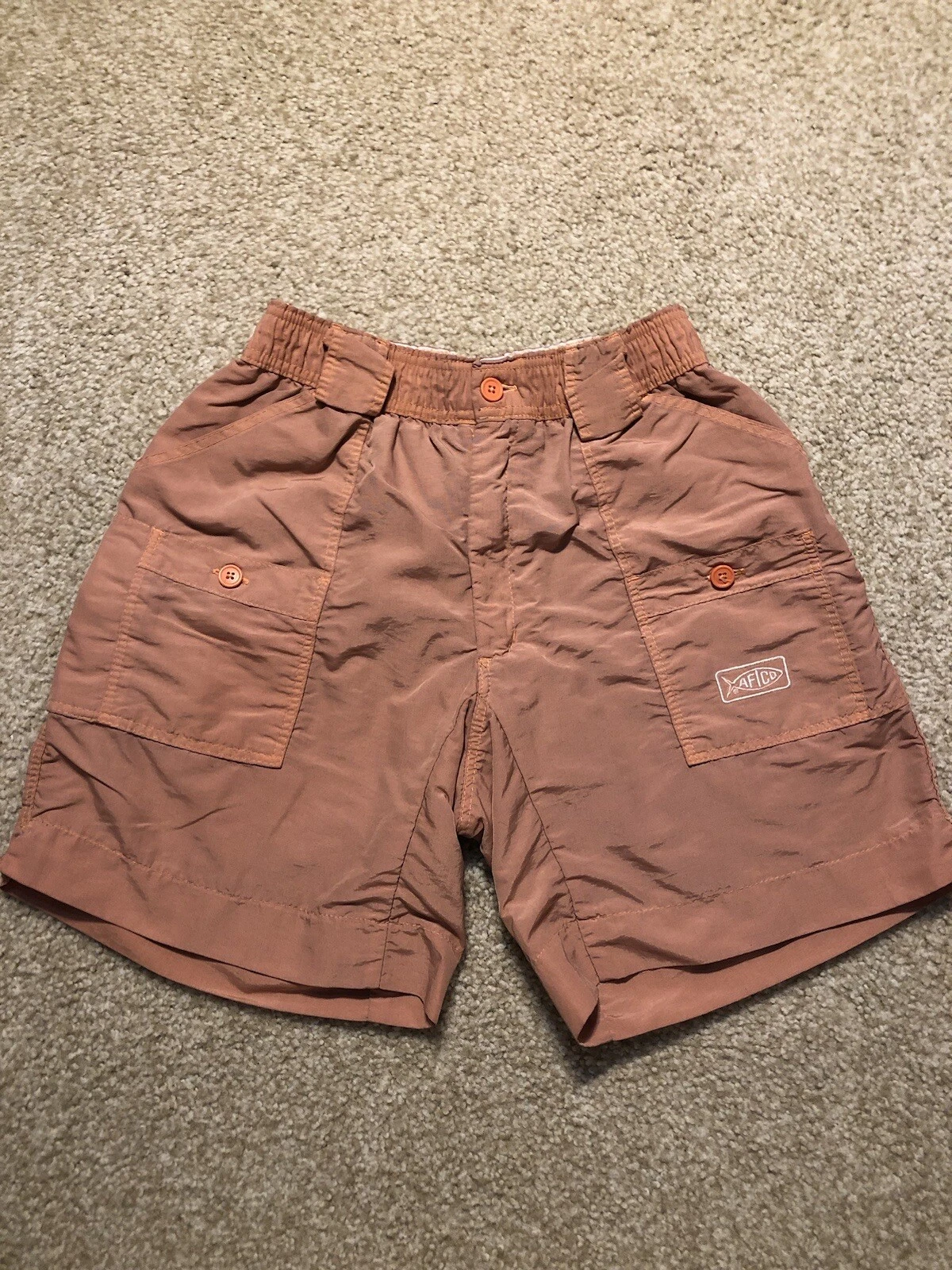 AFTCO Nylon Fishing Shorts - Coral Orange 28