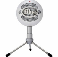 Blue Snowball USB Microphone, White, Tripod Mount Stand, and Cable Included