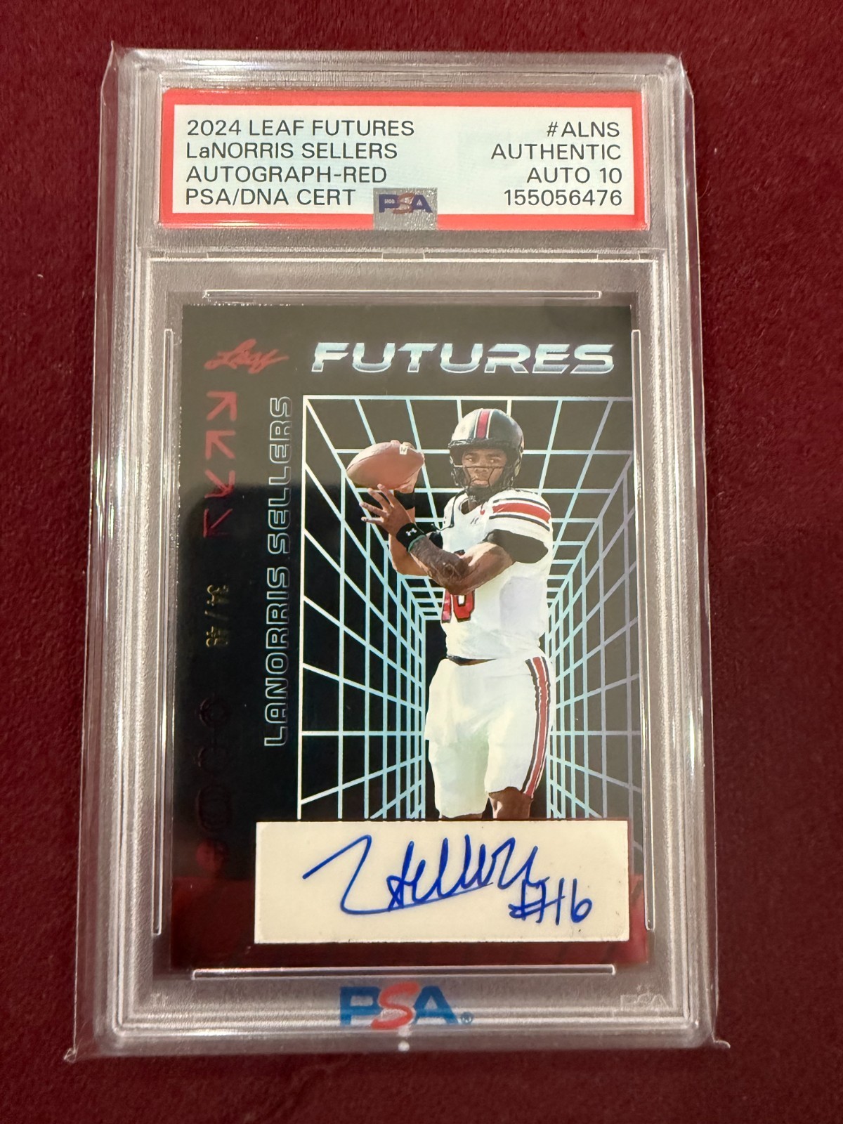 LaNorris Sellers 2024 Leaf Futures Auto 34/49 PSA 10 Auto Grade