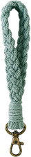 Soft Macrame Keychain Boho Handmade Wristlet Bracelet Style 1- Pea Green