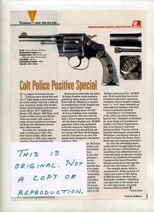 Colt Police Positive Special Revolver Magazine Article (FREE SHIPPING)