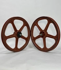 Skyway Tuff Wheel II Mag Wheels Brick Red Old School BMX 20” Pair Sealed 16T FW