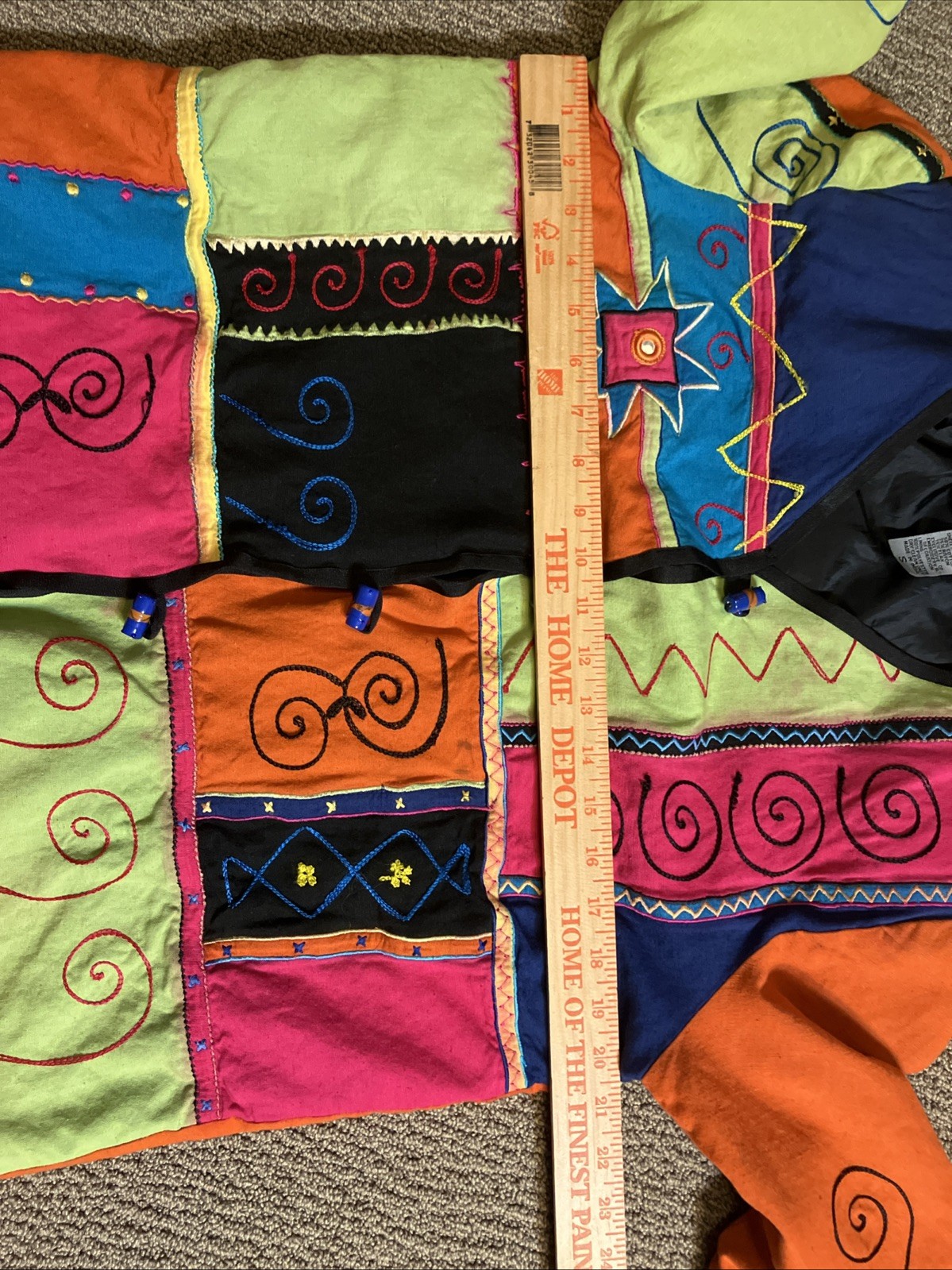 Indigo Moon Patchwork Embroidered Size Small Line… - image 7