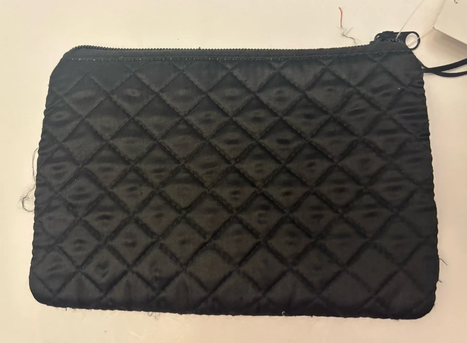 Bolso de Cosméticos Dama de Honor Acolchado Negro Satinado Cremallera Bling Studio NUEVO Foto 2 de 4