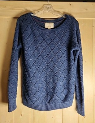 Banana Republic Heritage Medium Blue Long Sleeve Sweater Silver Threading