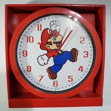 Nintendo Super Mario Bros Mario Wall Clock 10” Analog | Red Frame