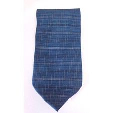 Murano Mens Blue Textured Grid Pattern 100% Silk Necktie Made in USA
