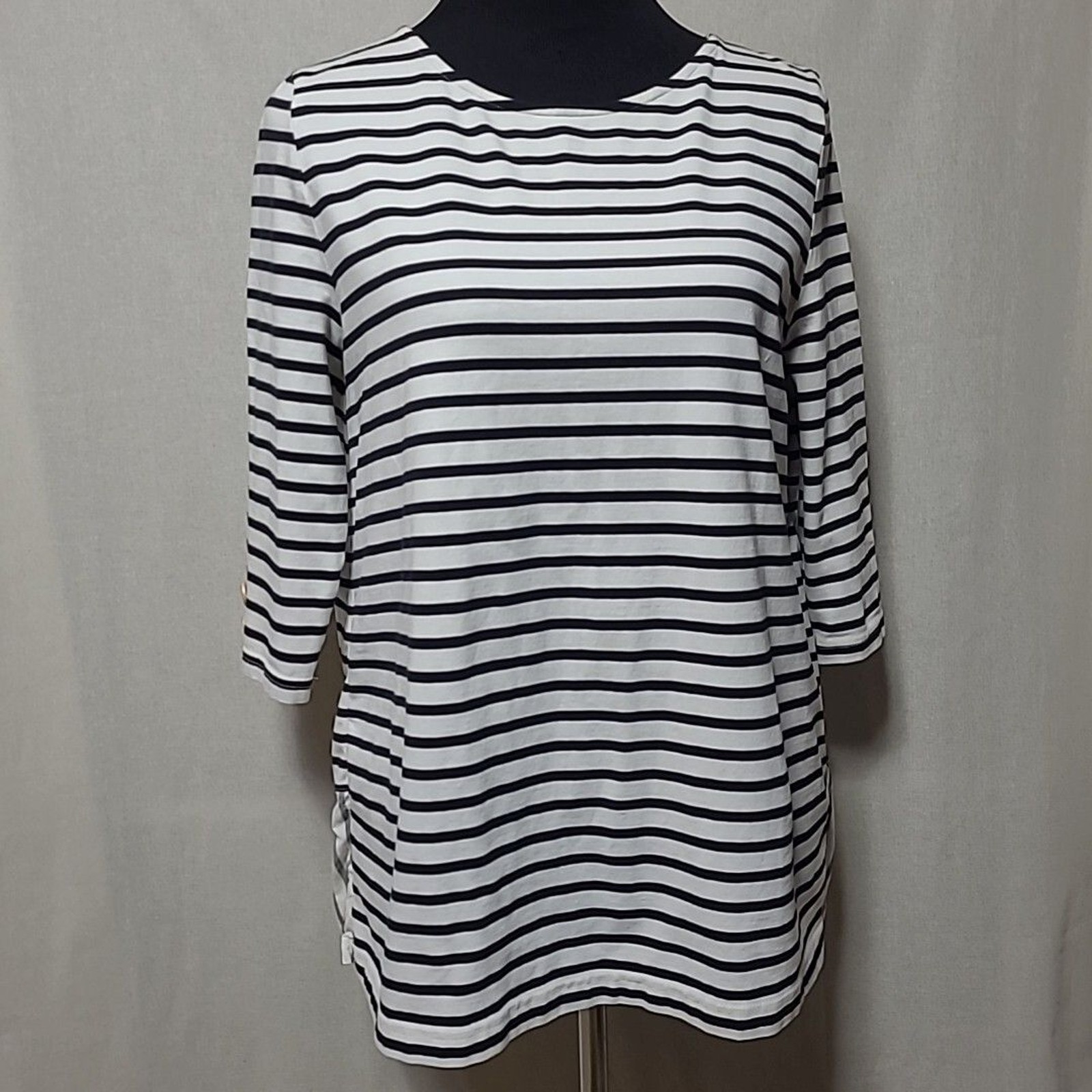 Matilda Jane Joanna Gaines Shirt Womens Size Medium Black Striped Harvest Days