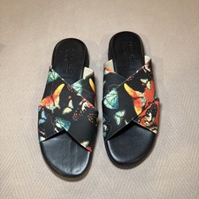 Ron White Rapisardi Textile Fabric Floral Vamp Size 10/10 1/2 Slip On Sandal