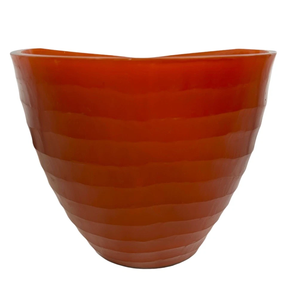 Ethan Allen Adara Cuenco de Vidrio Naranja Ámbar XL Florero de Piso Centro de Mesa Abstracto Foto 4 de 4