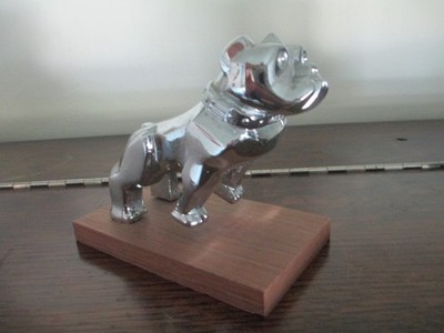 MACK TRUCK BULLDOG EMBLEM ORNAMENT RADIATOR CAP HOOD 1970s 1960s LARGE wood base