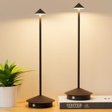 2-Pack 6000mAh Rechargeable Led Table Lamp Cordless,3000K-6000K Stepless Black