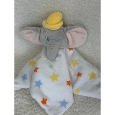 Disney Baby Dumbo Elephant Security Blanket Lovey White Blue Stars Plush Toy