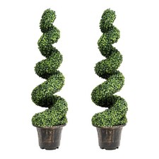 2PCS 120cm Faux Tree Realistic Fake Greenery Tree Artificial Boxwood Spiral Tree