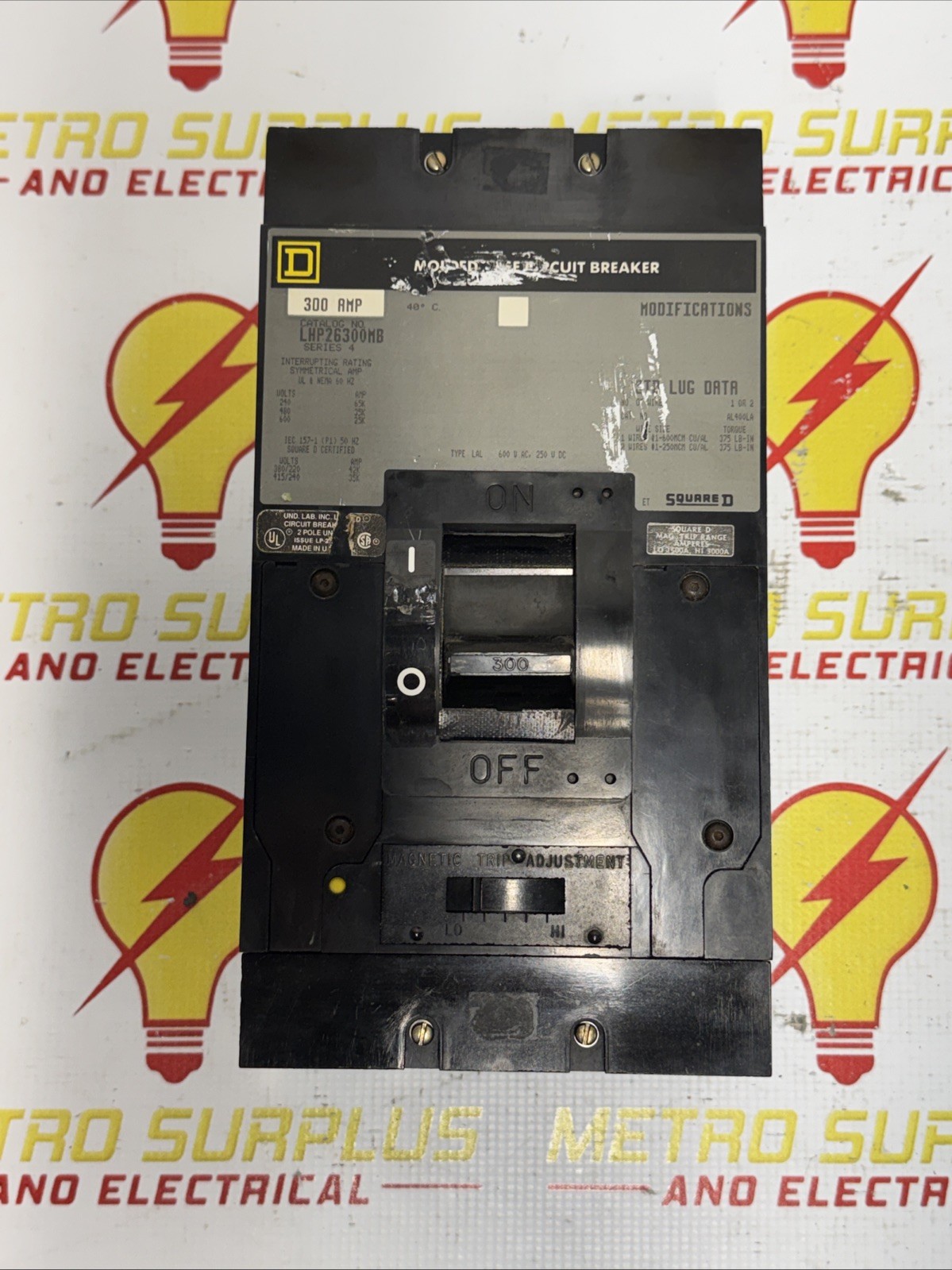 Square D LHP36300MB Circuit Breaker – 300 Amp, 3-Pole, 600V – USED