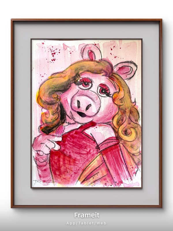 Original Miss Piggy 1 Painting By Alannah Dyer- Acrylic 9x12 in. Muppets Pink
