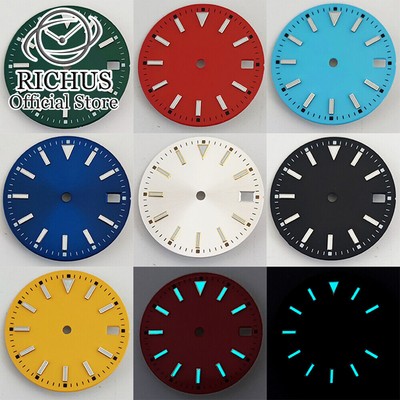 RICHUS NH35 Watch Dial 28.5mm Blue Black Green Dial Luminous fit NH35 Movement