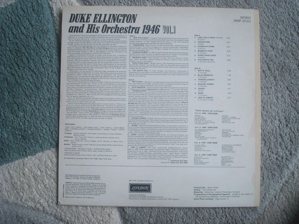 DUKE ELLINGTON JAZZ LP RECORDS THE RADIO TRANSCRIPTIONS 1-5 VOLUMES LONDON LABEL - Image 3 of 4