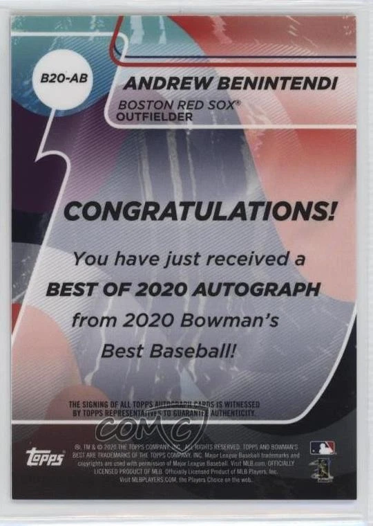 2020 Bowman's Best Best of 2020 Auto Andrew Benintendi #B20-AB Auto - Image 2 of 2