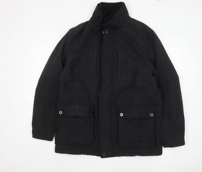 Marks and Spencer Herren Schwarz L Parka Jacke Gefüttert Winter Reißverschluss Mantel