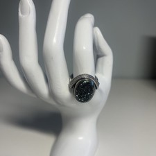 Oval Blue/Green/Purple Drusy Ring 925 Sterling Silver Size 9 New