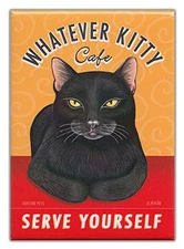 Retro Pets Whatever Kitty Black Cat Fridge Magnet - Great Stocking Stuffer