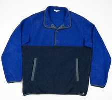 JW Anderson Uniqlo Fleece Jacket Men's XL Snap Pullover Colorblock Blue