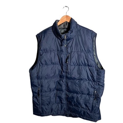 L.L.Bean Gilet Herren XL Tall Blau Gänsedaunen Thermo Puffer Weste Full Zip