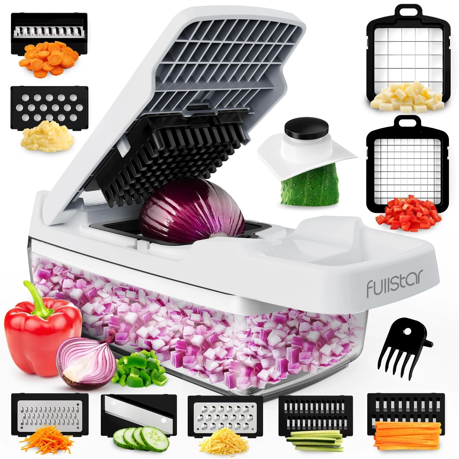 Fullstar Vegetable Chopper Mandoline Slicer Onion Cutter Dicer 9 in 1 White
Opens in a new window or