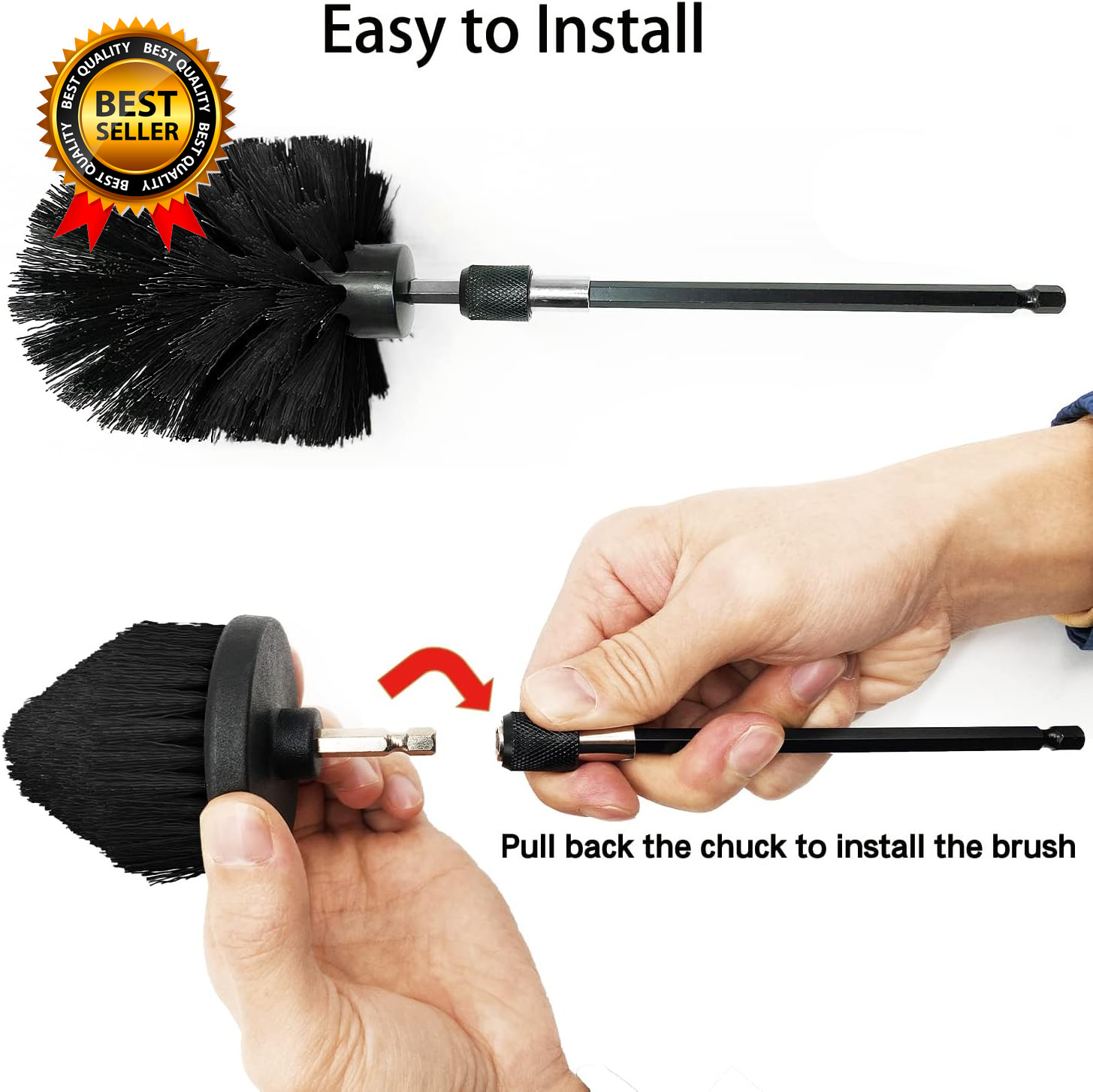 Drill Brush Attachment Set 7 Pack 1/4In Power Scrubber Brush + Extend Long Rod