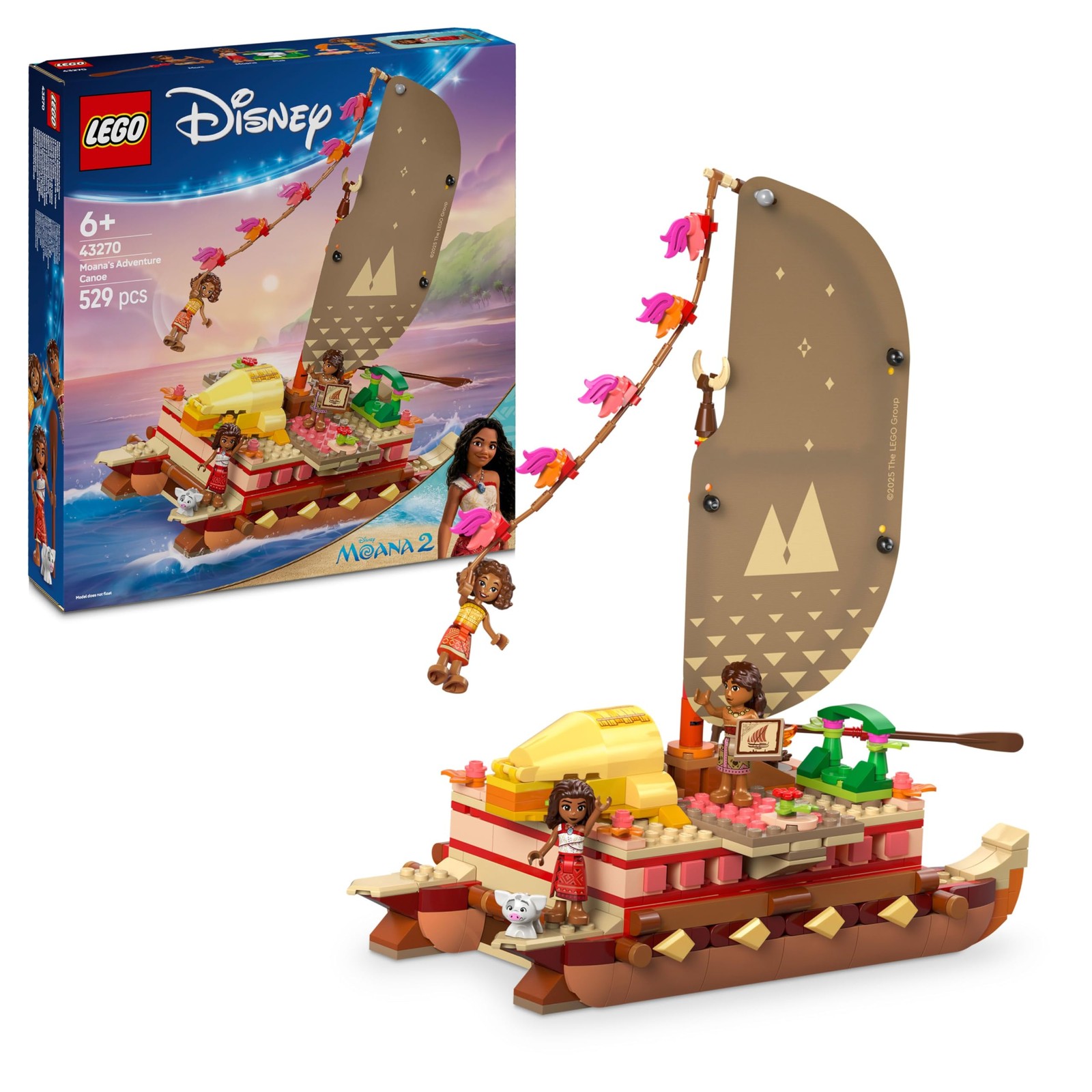 LEGO Disney Vaiana 2 Le Bateau d’Aventure de la Reine, Jouet Multicolore pour Enfant