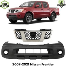 Front Bumper Cover Primed Plastic Grille Kit For 2009-2021 Nissan Frontier Front Bumper Cover Primed Plastic Grille Kit For 2009-2021 Nissan Frontier