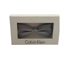 Calvin Klein Men's Gray Silk Bow Tie Formal Pre-Tied Adjustable With Box