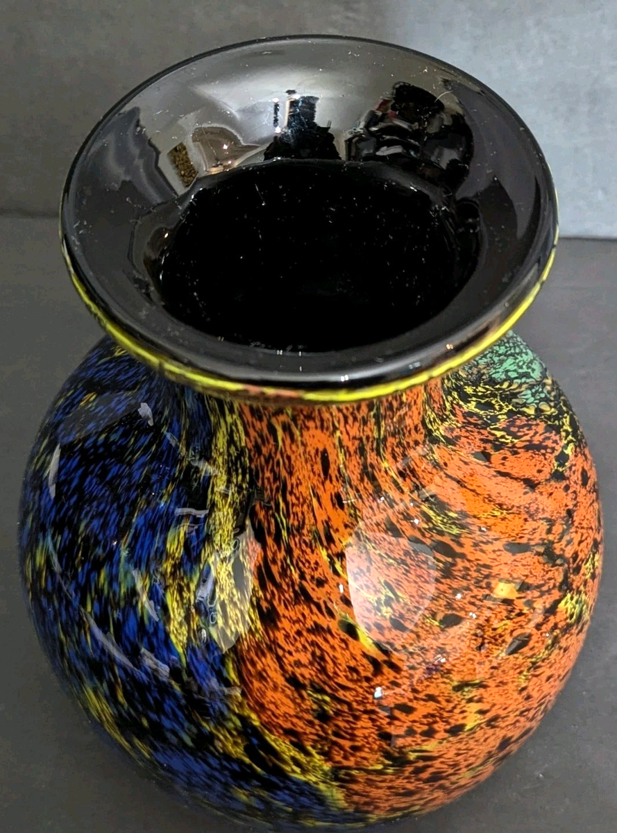 Vintage Japanese Kamei Osaka Cased Art Glass Multicolor Vase - 9 1