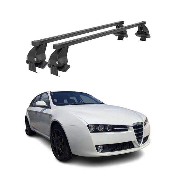 Menabo DachträGer FüR Alfa Romeo 159 Sportwagon 2005-2011 50Kg Stahl Schwarz 2X-image
