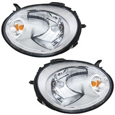 Halogen Headlight Set With Chrome Bezel Left And Right For 2003-2005 Dodge Neon