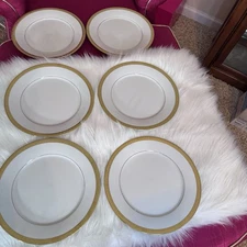 Gold Buffet Royal Gallery 6 Dinner Plates 1991 Vintage  10 1/2 Inches