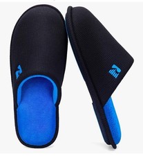 Mens Two-Tone Memory Foam Scuff Slippers Lightweight 7-8 Black/Sapphire