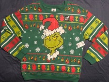 DR. SEUSS Unisex The Grinch Sweatshirt Size XL Green Ugly Christmas Light Up