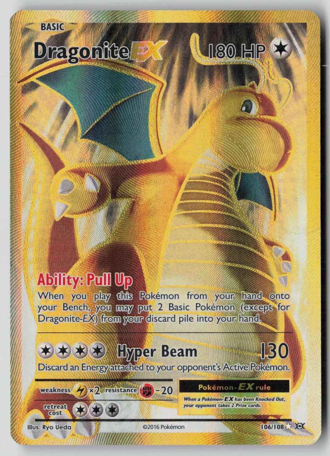 Dragonite EX 106/108 Ultra Rare Evolutions Pokemon DMG