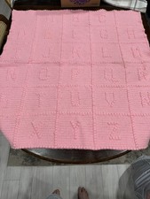 Beautiful Handmade Pink Crochet Alphabet Baby Blanket Girl Baby Shower