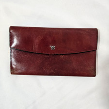 Vintage Bosca Old Leather Continental Wallet Oxblood Red Checkbook Organizer