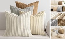 Boho Farmhouse Throw Pillow Covers 18x18 Inch 18" x 18" Pack of 4 Neutral