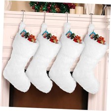 20 Inch Faux Fur Christmas Stockings Snowy White Stocking Xmas Fireplace 4