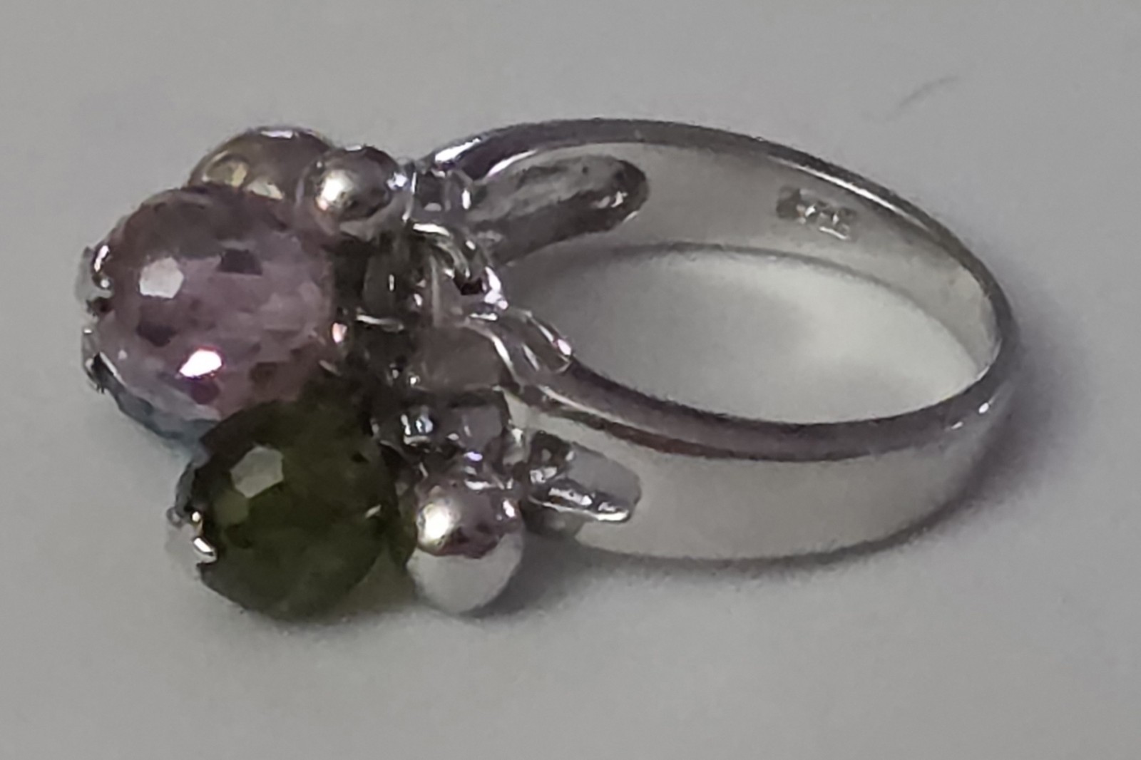 Silvertone & Multi Colored Crystal Dangle Faceted… - image 4