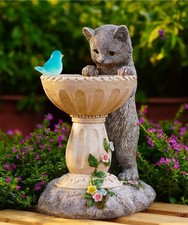 Cat Statues for Bird Bath: Outdoor Sculptures for Garden Lawn Patio Yard Balc...