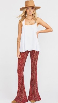 Show Me Your Mumu Bam Bam Bells Pants Sz XS Boho Paisley Print Pull On NEW